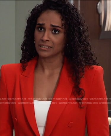 Jordan’s red blazer dress on General Hospital