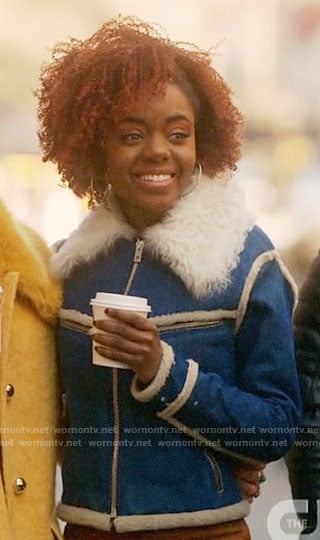 Josie’s denim jacket with shearling trims on Katy Keene