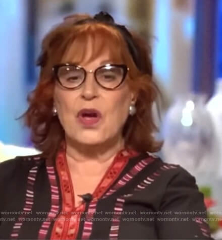 Joy’s black embroidered blouse on The View