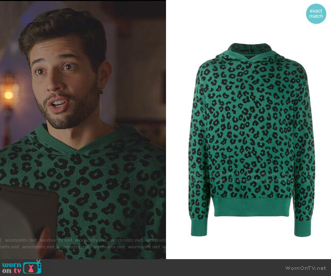 Just Don Jungle Leopard Sweater Hoodie worn by Sam Flores (Rafael de la Fuente) on Dynasty