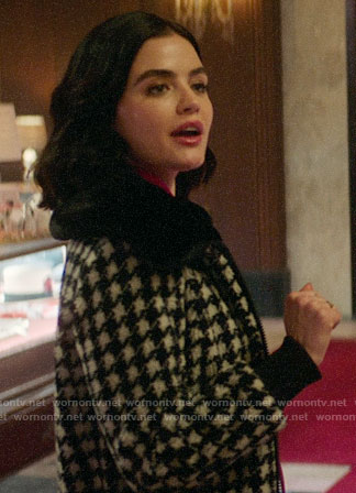 Katy’s houndstooth jacket with fur collar on Katy Keene