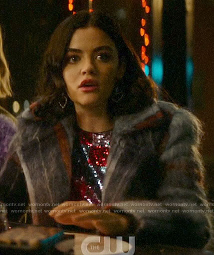 Katy’s blue plaid mohair coat on Katy Keene