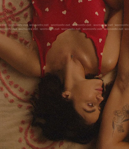 Katy’s red heart print tank top on Katy Keene