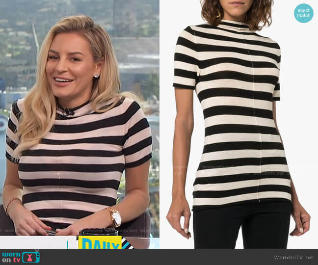Khaite Nidia Striped Knit Top worn by Morgan Stewart on E! News