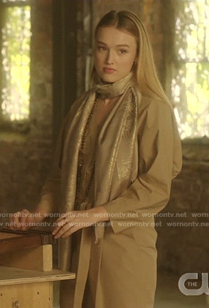 Kirby’s beige belted jumpsuit on Dynasty