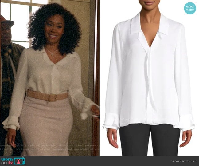 Kobi Halperin Masie Blouse worn by Lola Carmichael (Simone Missick) on All Rise