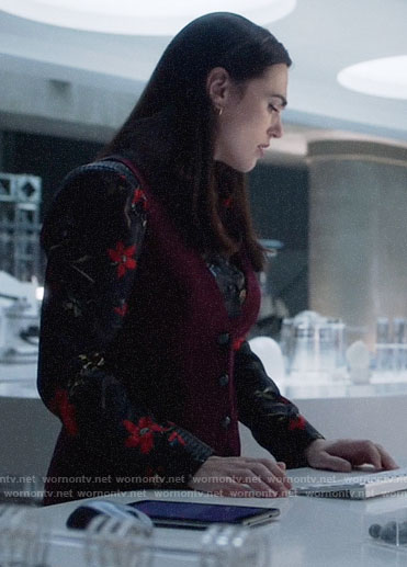 Lena’s black floral blouse on Supergirl
