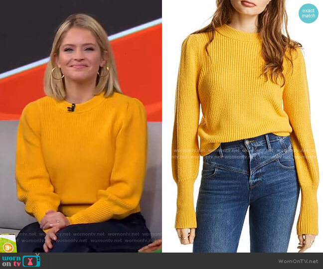 Lini Max Puff-Sleeve Sweater worn by Sara Haines on Good Morning America