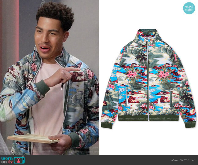 LRG Hiloha Tropical Pattern Track Jacket worn by Andre Johnson Jr (Marcus Scribner) on Black-ish