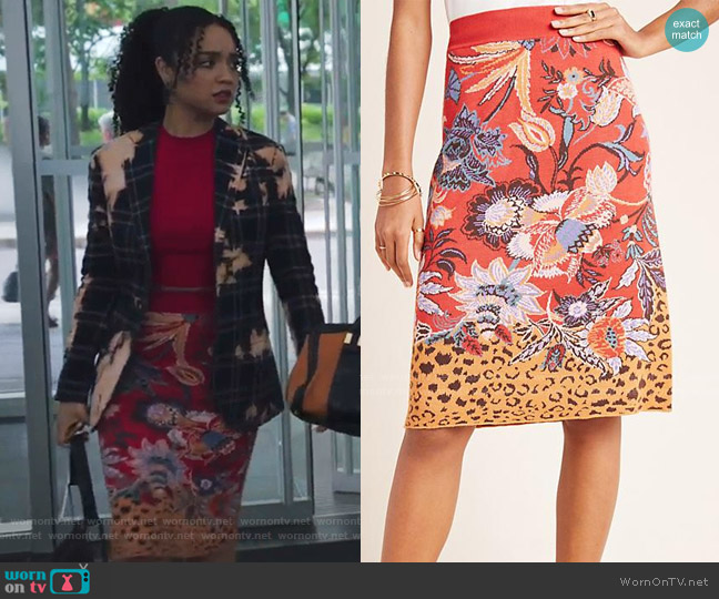 Maeve Delphinia Knit Pencil Skirt worn by Kat Edison (Aisha Dee) on The Bold Type