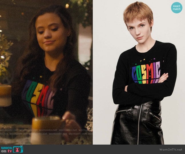 Maje Major Cosmic Cashmere Sweater worn by Maggie Vera (Sarah Jeffery) on Charmed