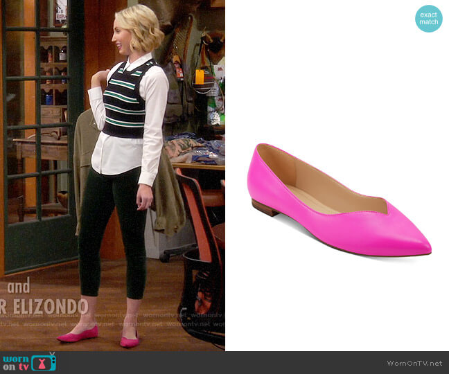 Marc Fisher Analia Flat in Neon Pink worn by Mandy Baxter (Molly McCook) on Last Man Standing