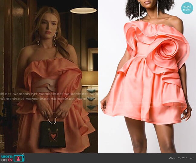Marc Jacobs Rose Ruffled Dress worn by Kirby Anders (Maddison Brown) on Dynasty