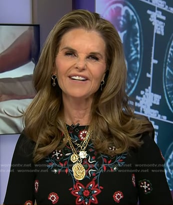 Maria’s black floral embroidered dress on Today