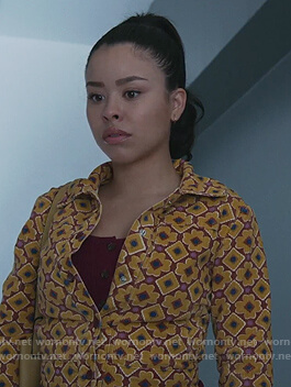 Mariana’s floral corduroy jacket on Good Trouble