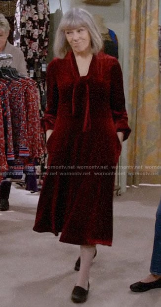 Marjorie’s red velvet dress on Mom