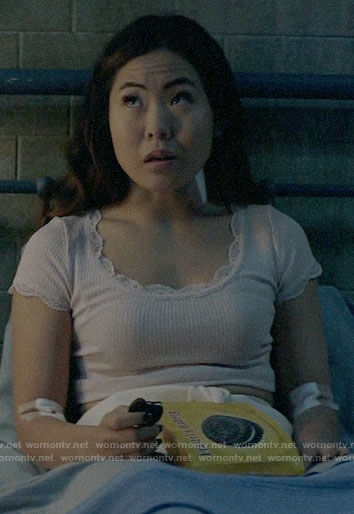 Mary’s blush lace-trim top on Batwoman