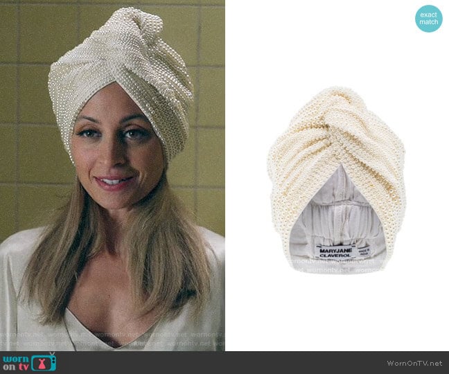 Maryjane Claverol Faux Pearl Beaded Turban