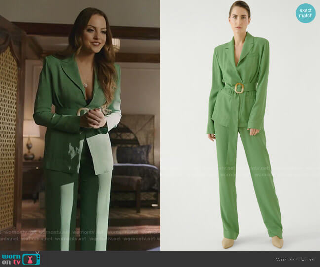 Materiel Lightweight Straight Pants worn by Fallon Carrington (Elizabeth Gillies) on Dynasty