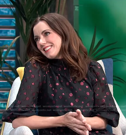 Melanie’s metallic polka dot dress on E! News Daily Pop