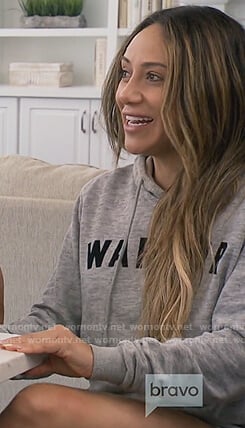 Melissa’s gray Warrior hoodie on The Real Housewives of New Jersey