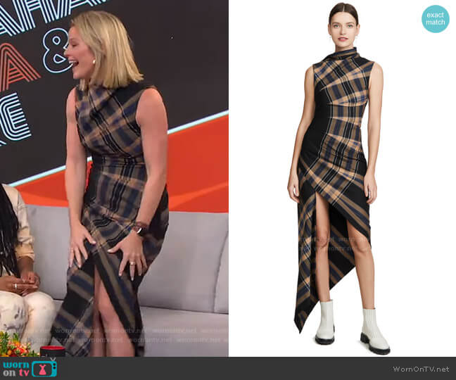 Monse Plaid Pleated Sleeveless Dress worn by Sara Haines on Good Morning America