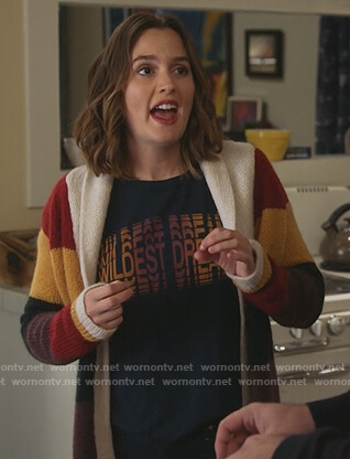 Angie’s Wildest Dreams tee and striped cardigan on Single Parents