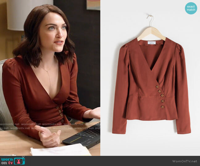 & Other Stories Lyocell Wrap Top worn by Cara Bloom (Violett Beane) on God Friended Me