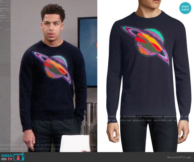 Paul Smith Saturn Sweater worn by Andre Johnson Jr (Marcus Scribner) on Black-ish