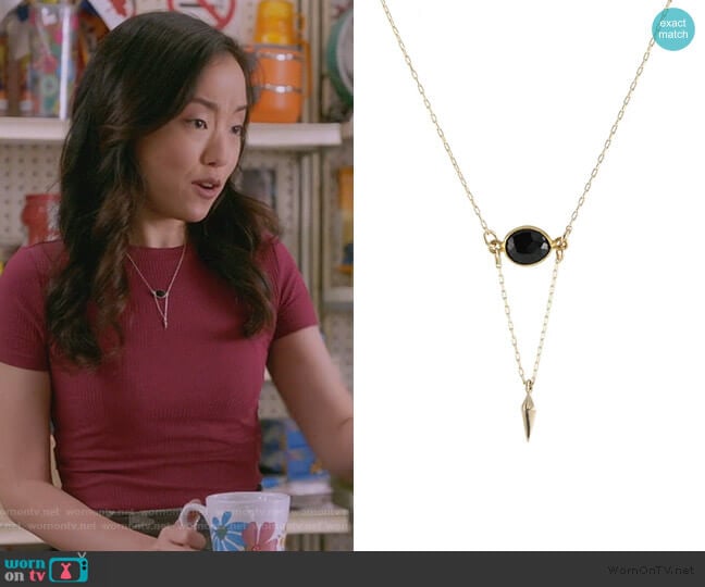 Peggy Li Onyx Point Necklace worn by Janet (Andrea Bang) on Kims Convenience