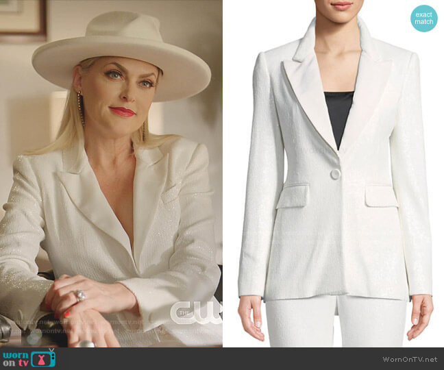 Rachel Zoe Amber One-Button Sequin Blazer worn by Alexis Carrington (Elaine Hendrix) on Dynasty
