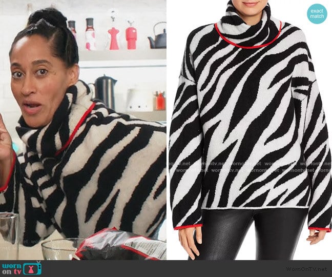 Rag & Bone Kiki Zebra Wool-Blend Turtleneck Sweater worn by Rainbow Johnson (Tracee Ellis Ross) on Black-ish