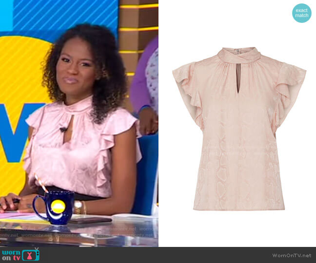 Rebecca Taylor Snake Print Top worn by Janai Norman on Good Morning America