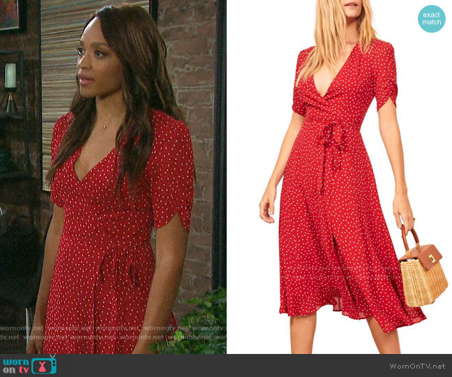 Reformation Napa Dress in Ditty worn by Lani Price (Sal Stowers) on Days of our Lives