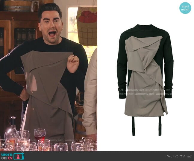 Rick Owens Detachable Panel Sweatshirt worn by David Rose (Daniel Levy) on Schitts Creek