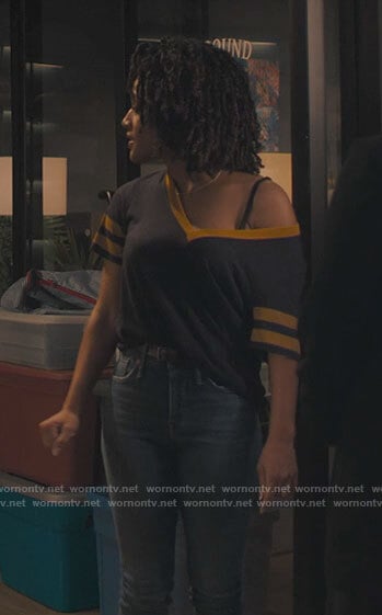 Ruby’s navy varsity tee on Charmed