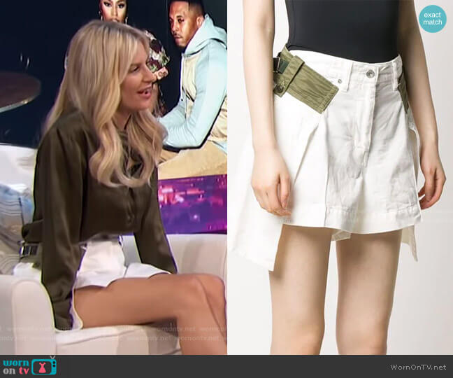 Sacai Panelled Denim Shorts worn by Morgan Stewart on E! News