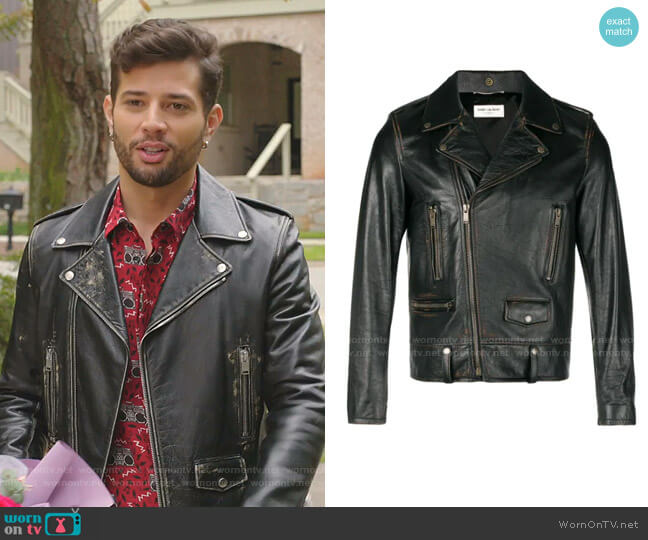 Saint Laurent Biker Jacket worn by Sam Flores (Rafael de la Fuente) on Dynasty