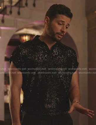 Sam’s sequin short sleeve shirt on Dynasty