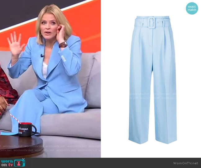 Sandro Belted Wide Leg Trousers worn by Sara Haines on Good Morning America