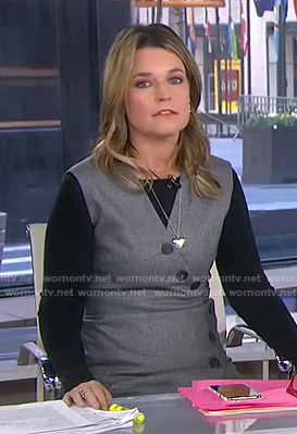 Savannah’s grey asymmetric button dress on Today