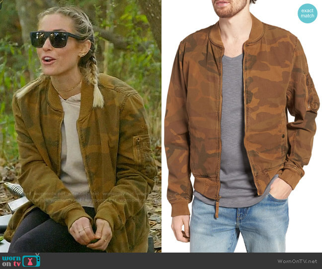Schott MA-1 Cotton Bomber Jacket in Dark Khaki Camo worn by Kristin Cavallari on Very Cavallari