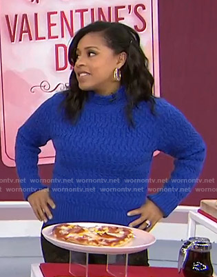 Sheinelle’s blue mock neck knit sweater on Today