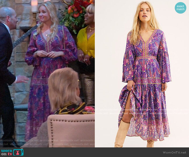 Spell and the Gypsy Collective Bianca Gown in Wisteria worn by Gemma (Beth Behrs) on The Neighborhood