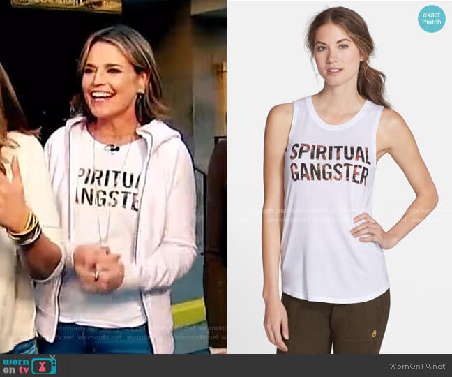 Spiritual Gangster Floral Print Muscle Tank worn by Savannah Guthrie on Today