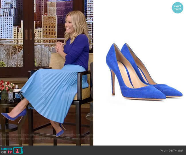 by Gianvito Rossi Suede Pumps worn by Kelly Ripa on Live with Kelly and Mark