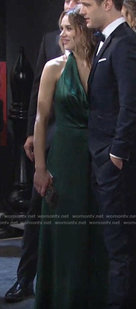 Summer’s green halter neck gown on The Young and the Restless