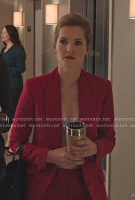 Sutton’s red leopard print suit on The Bold Type
