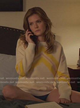 Sutton’s white chevron sweater on The Bold Type