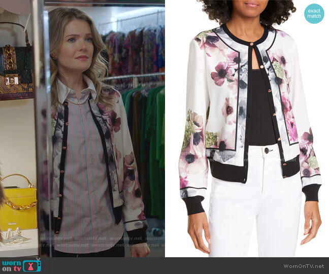 Ted Baker Neopolitan Border Cardigan worn by Sutton (Meghann Fahy) on The Bold Type